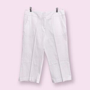 Sandro Sportswear High Rise Crop Trousers White Wide Leg Cotton Womens Size 12